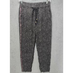 Anthropologie Ettiwa Black Floral Side Strip Pants Size XS